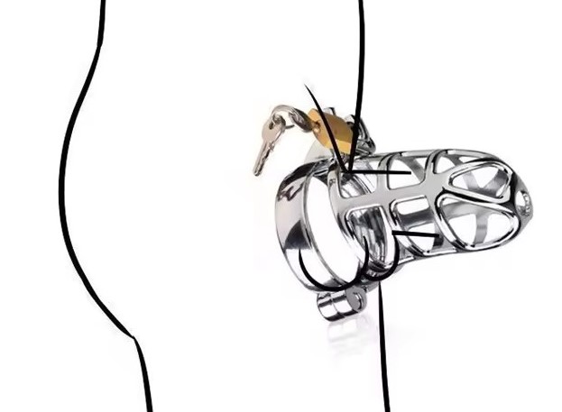 Kvalitní kovová klec na penis se zámkem a kroužkem na varlata jak nasadit